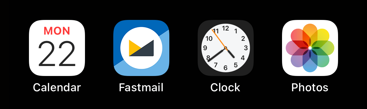 Second row of iPhone icons