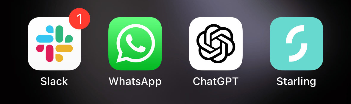 Fifth row of iPhone icons