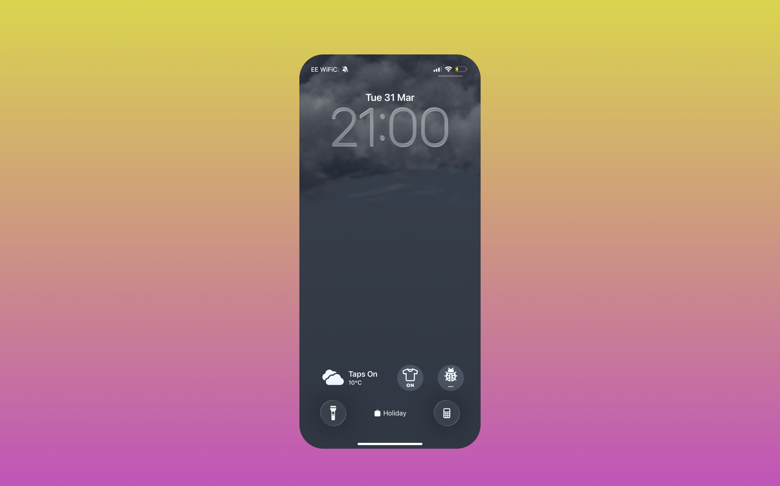 My iPhone lock screen in Holiday Focus Mode
