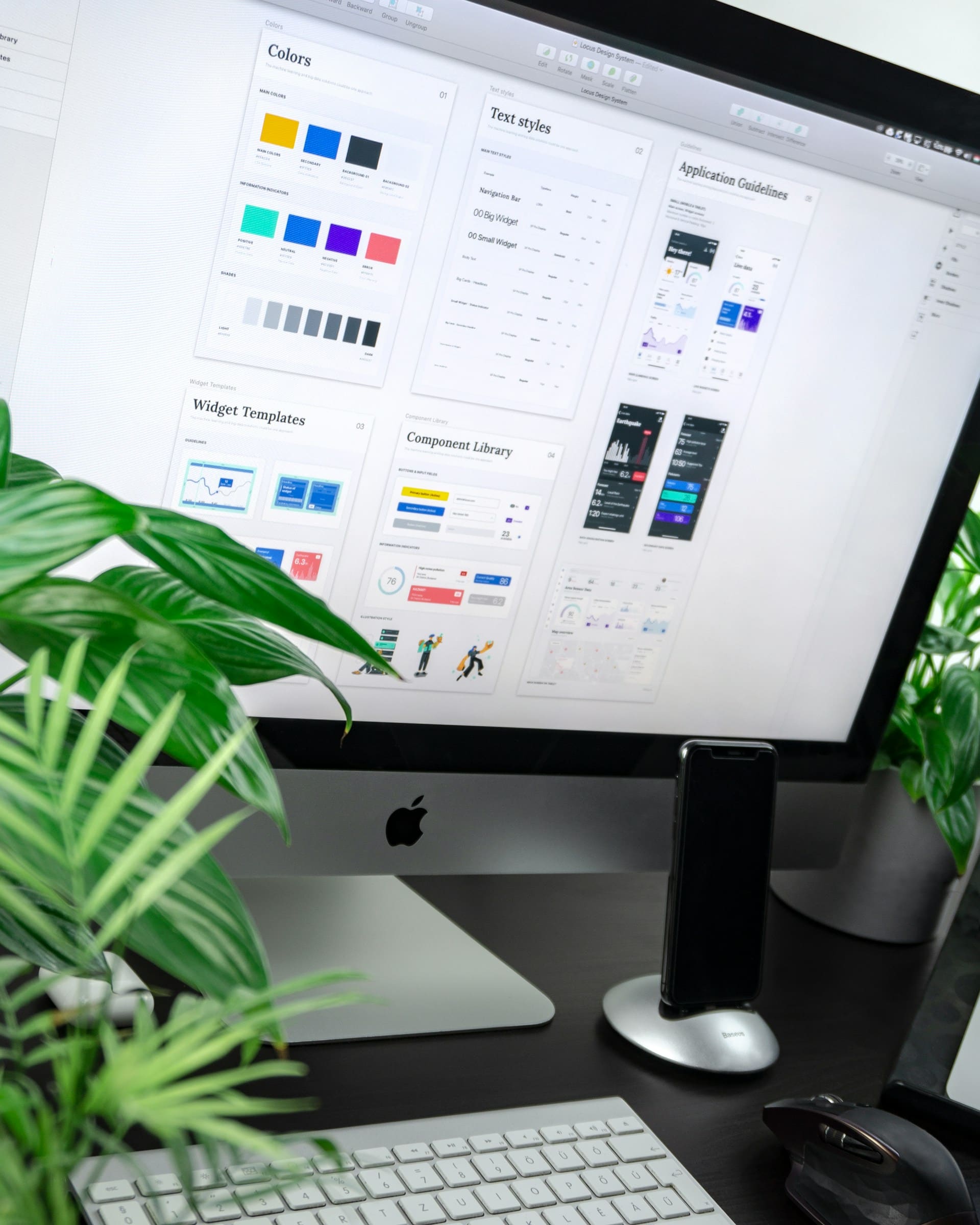 App design on a computer screen.