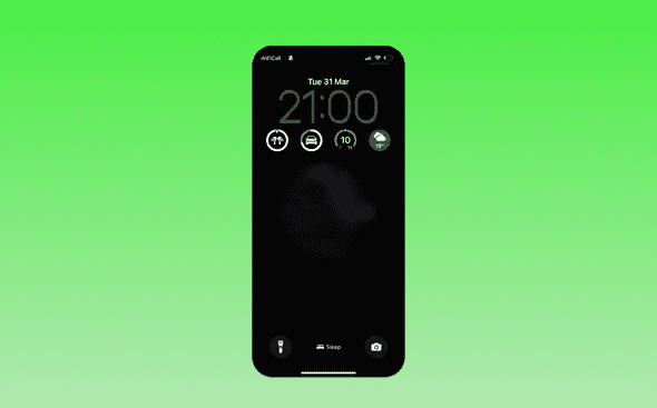 My iPhone lock screen in Sleep Focus Mode