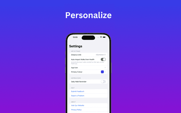 Personalise your One Walk A Day app.